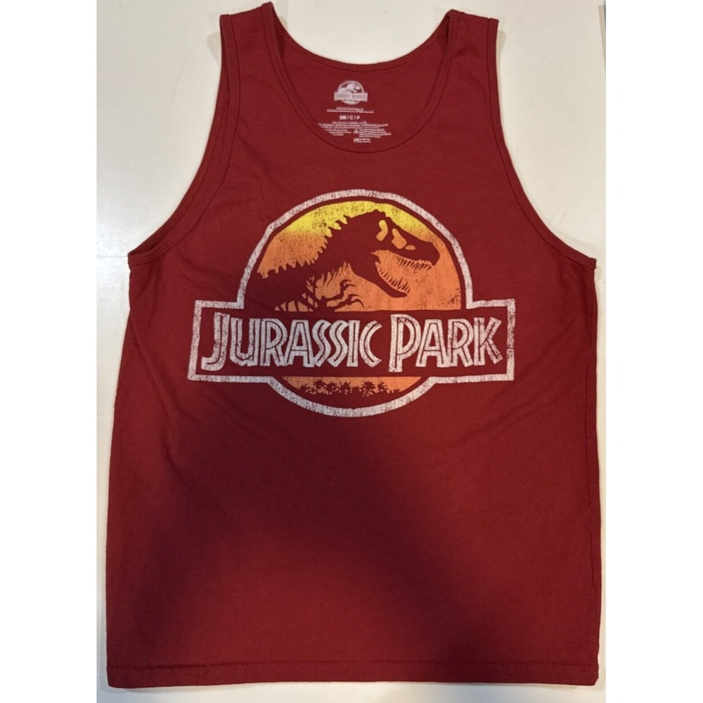 Jurassic World / Jurassic Park Logo Red Tank Top Universal Small - Unisex